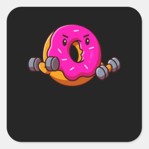 Funny Fitness Doughnut Workout Weightlifter Square Sticker