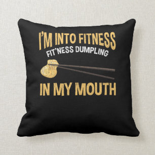 Funny Fitness Joke Chinese Dumpling Food Lover Throw Pillow