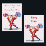 Funny Fitness Santa Claus Christmas Card<br><div class="desc">Funny Christmas Cards with Bodybuilder Santa Claus with Christmas Gifts Cartoon Painting Collection Christmas Card - or Choose / Add Your Unique Text / Name / Colour - Make Your Special Gift - Resize and move or remove and add elements / text with customization tool ! Painting and Design by...</div>