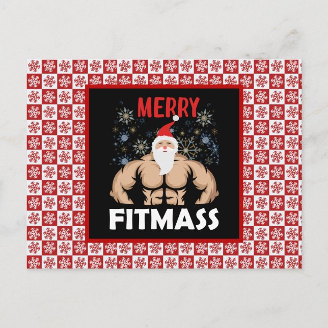 Funny Fitness Themed Christmas Fitmas Gym Trainer Postcard (Front)