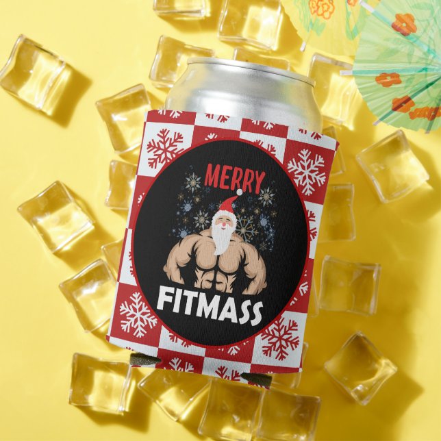 Funny Fitness Themed Christmas Fitmas Trainer Gym  Can Cooler (In Situ Summer)