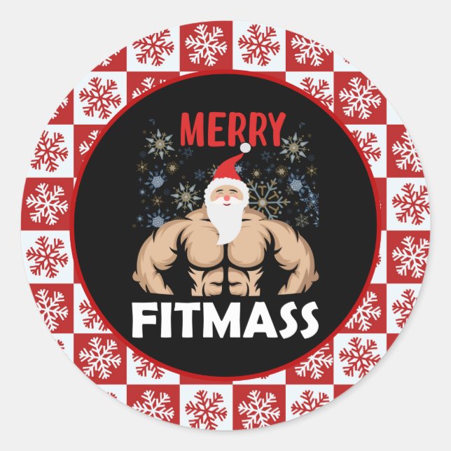 Funny Fitness Themed Christmas Fitmas Trainer Gym  Classic Round Sticker (Front)