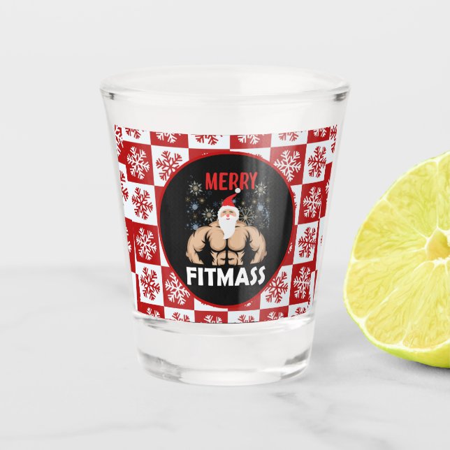 Funny Fitness Themed Christmas Fitmas Trainer Gym Shot Glass (Front)