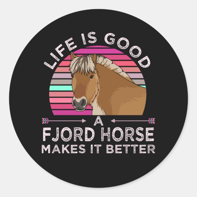 Funny Fjord Horse Gift Classic Round Sticker (Front)