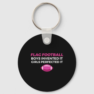 Funny Flag Football Girl 1 Keychain