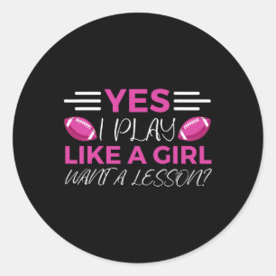 Funny Flag Football Girl  Classic Round Sticker