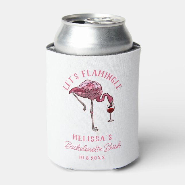 Funny Flamingo Bachelorette Weekend Party Can Cooler (Can Front)