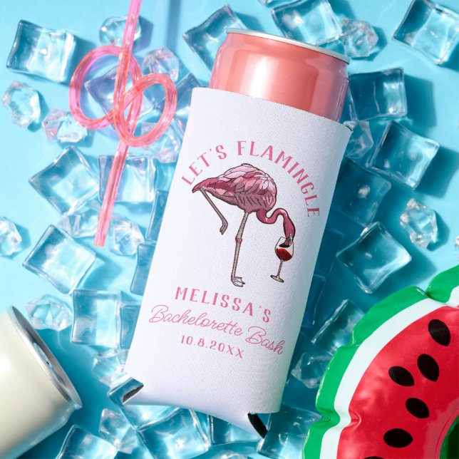 Funny Flamingo Bachelorette Weekend Party Seltzer Can Cooler (In Situ Summer)