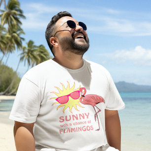 Funny Flamingo Beach Weather Forecast T-Shirt