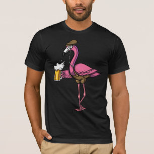 Funny Flamingo Bird Drinking Beer Party T-Shirt