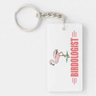 Funny Flamingo Bird Watching Keychain