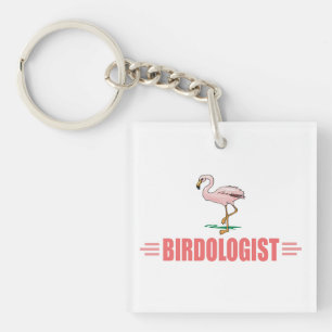 Funny Flamingo Bird Watching Keychain