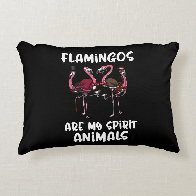 Funny Flamingo Birds Spirit Animal Accent Pillow (Front)