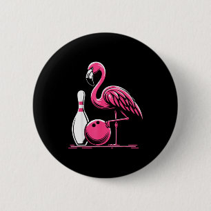 Funny Flamingo Bowling N Bowl Bowler 2 Inch Round Button