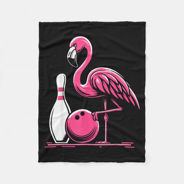 Funny Flamingo Bowling N Bowl Bowler  Fleece Blanket (Front)