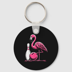 Funny Flamingo Bowling N Bowl Bowler  Keychain