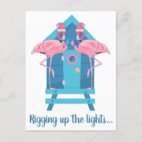 Funny Flamingo Christmas Lights Beach Hut