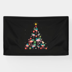 Funny Flamingo Christmas Tree Banner
