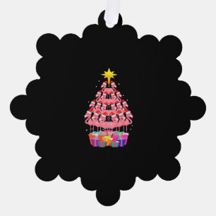 Funny Flamingo Christmas Tree Ornament Card