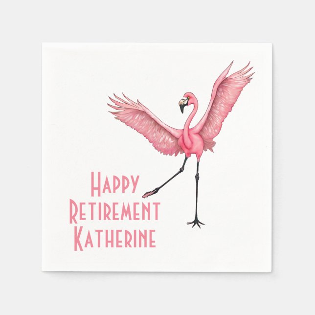 Funny Flamingo Custom Retirement Party  Napkin (Front)