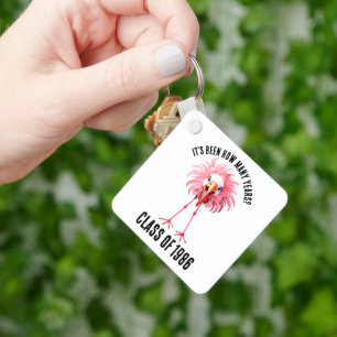 Funny Flamingo Custom School Class Reunion Keychain