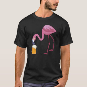 Funny Flamingo Drinking Beer Summer Beer Gag T-Shirt