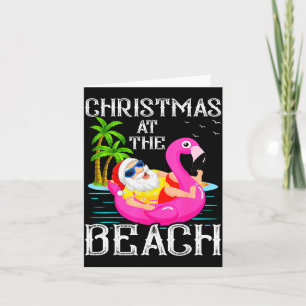 Funny Flamingo Float Santa Claus Christmas At The  Card