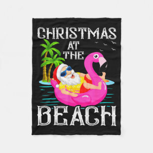 Funny Flamingo Float Santa Claus Christmas At The Fleece Blanket