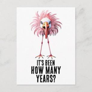 Funny Flamingo Flocking Shocking Postcard