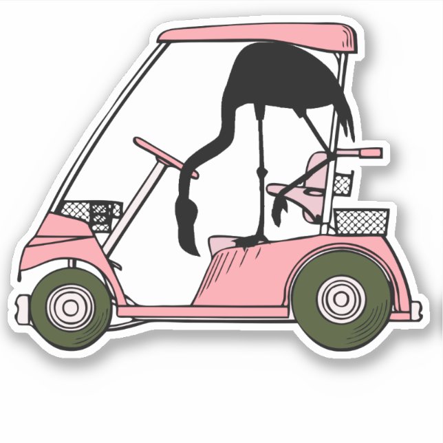 Funny Flamingo Golf Cart and Caddy (Front)
