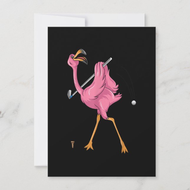 Funny Flamingo Golfing Flamingo Golf Flamingo Play Invitation (Front)