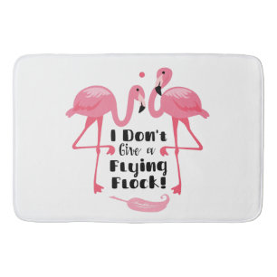 Funny Flamingo Humour - I Don't Give a Flying Floc Bath Mat