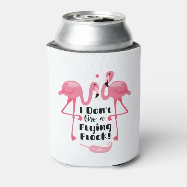 Funny Flamingo Humour - I Don't Give a Flying Floc Can Cooler (Can Back)