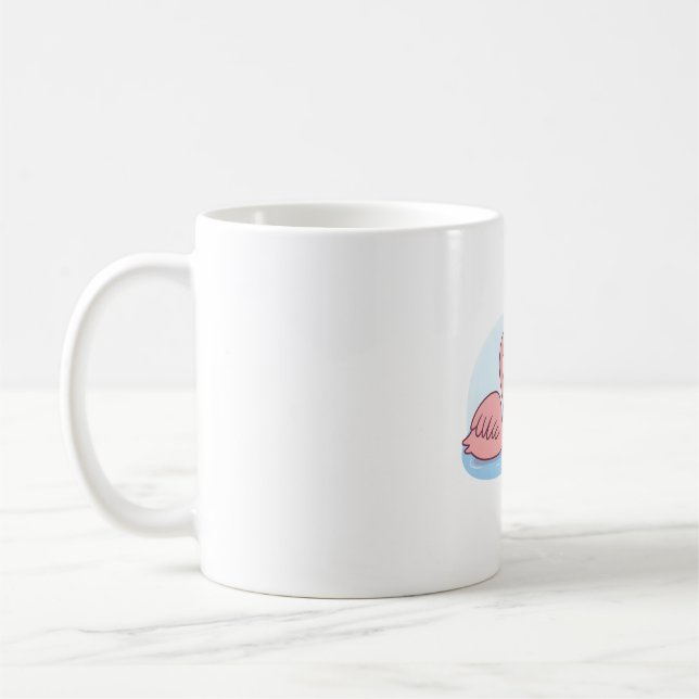 Funny Flamingo Loves Pink Flamingo Pool Float Coffee Mug (Left)