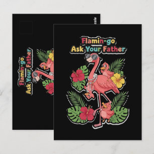 Funny Flamingo Mom Ask Your Father Retro Tropical Postcard