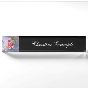 Funny flamingo nameplate