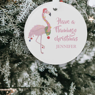 Funny Flamingo Personalized Christmas Tree Ornament