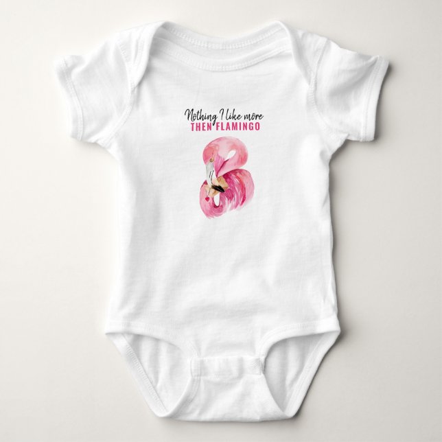 Funny Flamingo Pink  Baby Bodysuit (Front)