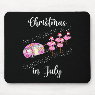 Funny Flamingo Pink Retro Camping Car Christmas In Mouse Pad