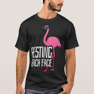 Funny Flamingo Resting Beach Face  T-Shirt