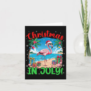 Funny Flamingo Santa Hat Christmas In July Beach S Card