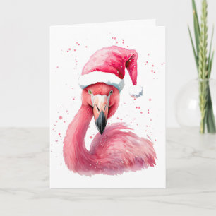 Funny flamingo santa hat Merry tropical Christmas  Card