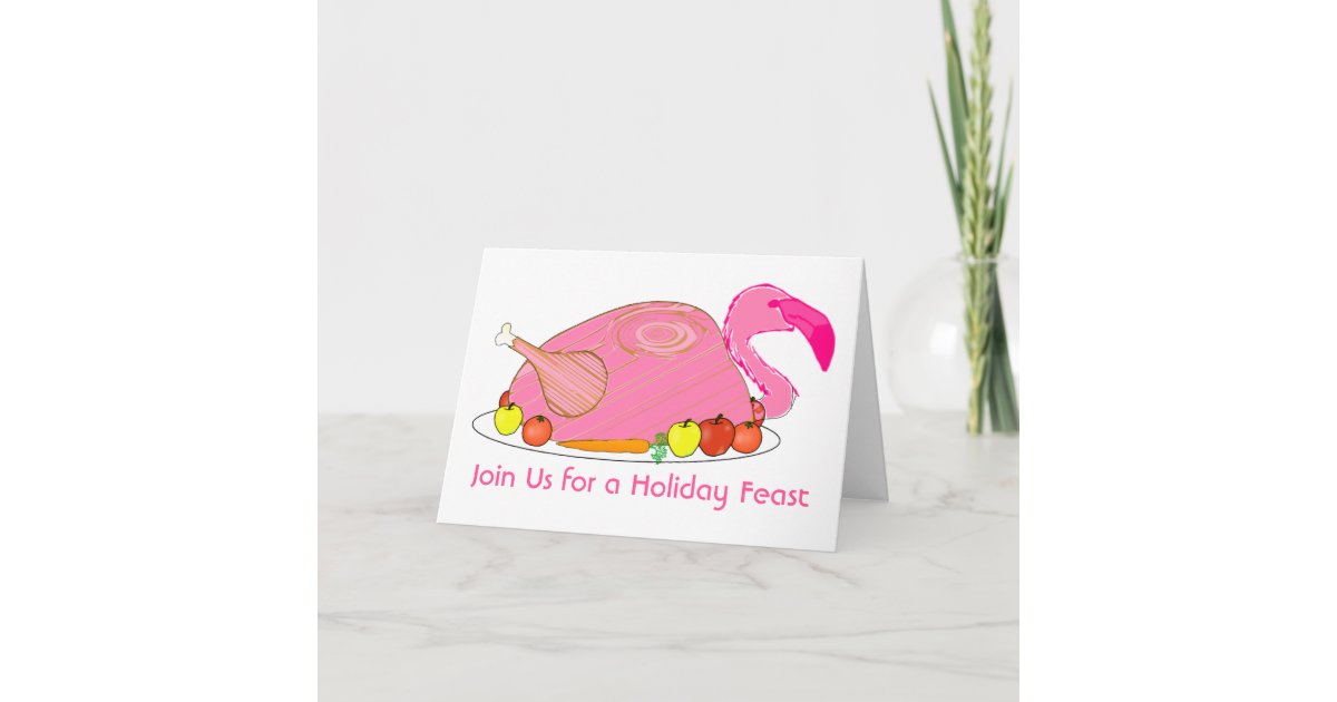Funny Flamingo Thanksgiving Dinner Invitation | Zazzle.ca