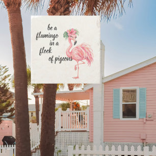 Funny Flamingo Tropical Beachy Stone Coaster