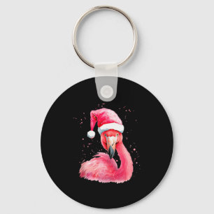 Funny Flamingo Watercolor Christmas Secret Santa H Keychain