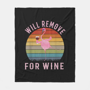 Funny Flamingo Will Remove Wine Cute Flamingo Love Fleece Blanket