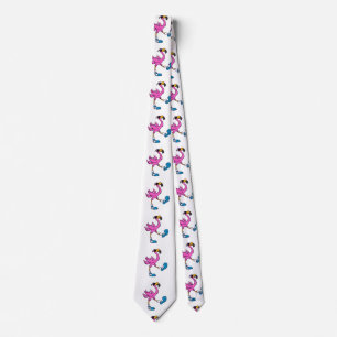 Funny Flamingo with sunglasses   choose back colou Tie
