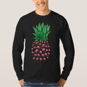 Funny Flamingos Pineapple Tropical Fruit Lover Sum T-Shirt