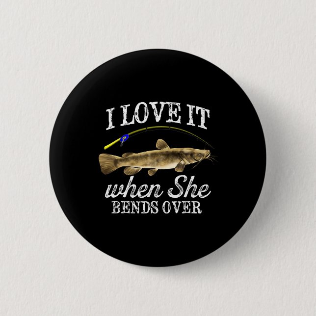 Funny Flathead Catfish Fishing Freshwater Fish Gra 2 Inch Round Button (Front)