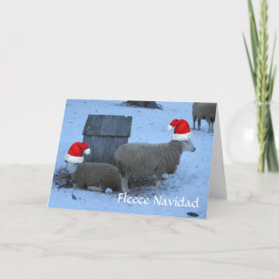 Funny Fleece Navidad Ewe Sheep Carte de Noël